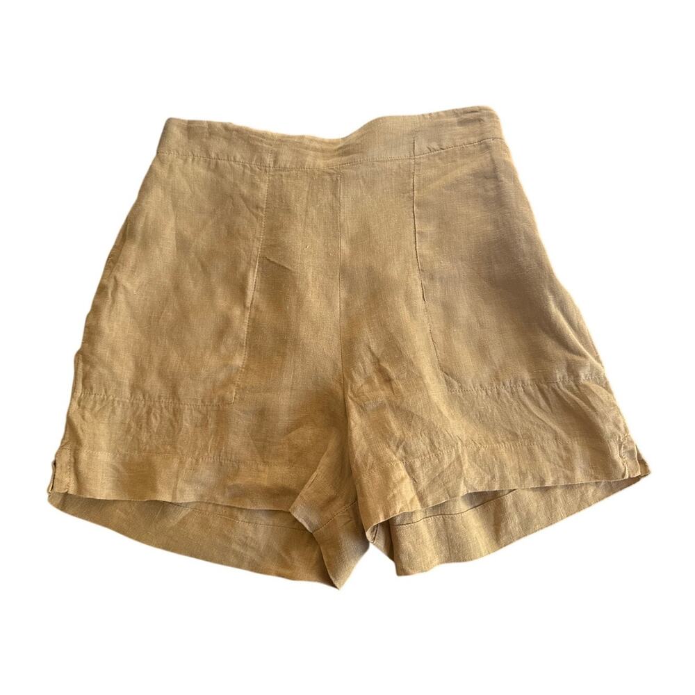 Pharoah Collection Linen Flat Front Shorts in Chestnut Brown Size 1 Small
